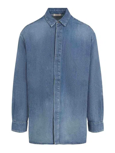 Fear Of God Blue Vented Denim Shirt In Medium Indigo