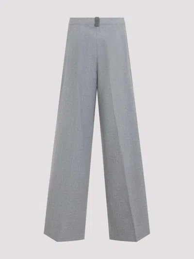 Fabiana Filippi Wide-leg Trousers With Clean Waistband And Subtle Pleats In Gray