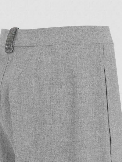 Fabiana Filippi Wide-leg Trousers With Clean Waistband And Subtle Pleats In Gray
