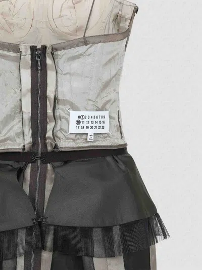 Maison Margiela Women Contrast Panel Silk Midi Dress In Black