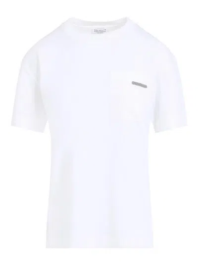 Brunello Cucinelli Chest Pocket Round Neck Short Sleeve T-shirt In White