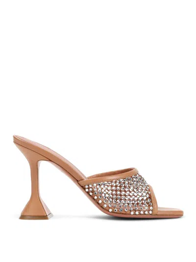 Amina Muaddi Women's Lupita Crystal Net 95 Sandals In Neutral