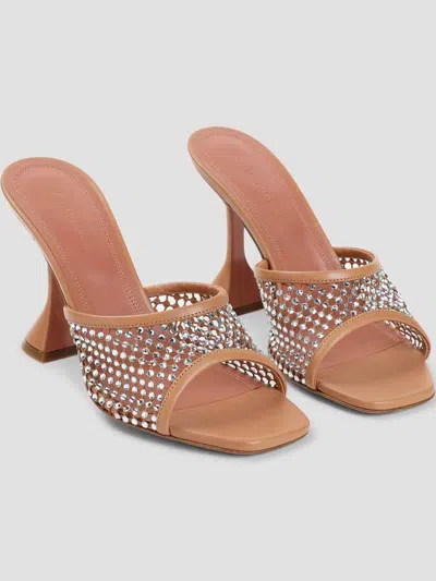 Amina Muaddi Women's Lupita Crystal Net 95 Sandals In Neutral