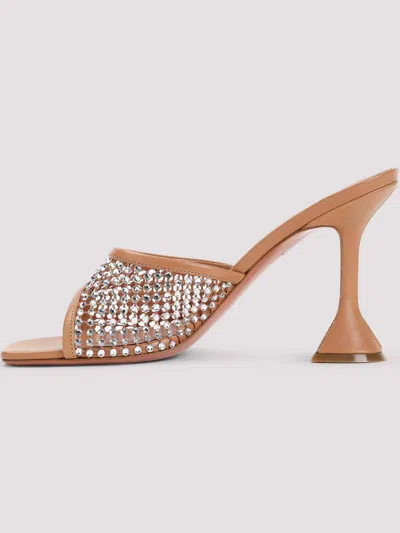 Amina Muaddi Women's Lupita Crystal Net 95 Sandals In Neutral
