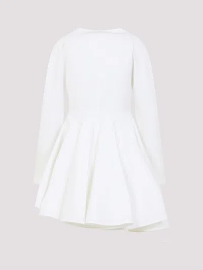 Alaïa Asym Belt Dress In Poplin In White