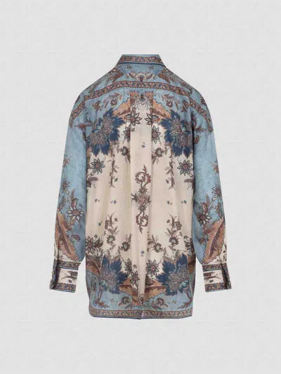 Zimmermann Ascension Silk Manstyle Shirt In Multi