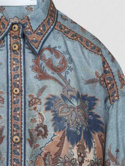 Zimmermann Ascension Silk Manstyle Shirt In Multi