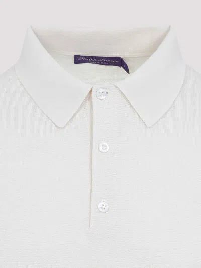 Ralph Lauren Silk-cotton Blend Sweater With Polo Collar In White
