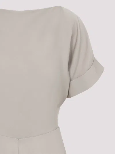 Giorgio Armani Short-sleeved Silk Maxi Dress In Beige