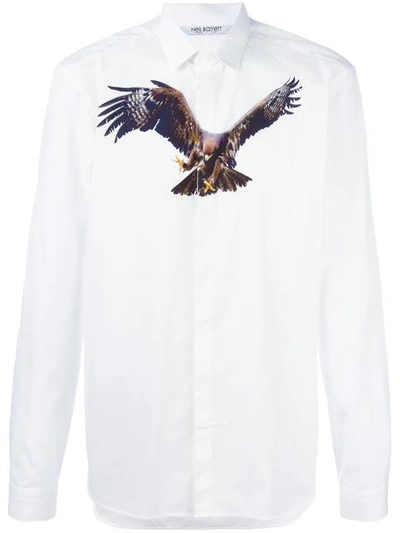 Neil Barrett Eagle Print Shirt In Bianco