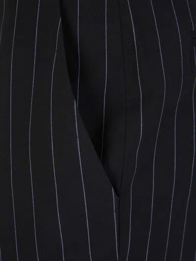 Attico The  Striped Belt Pants In Black