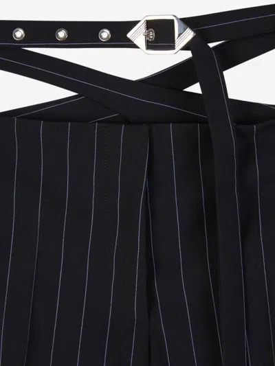 Attico The  Striped Belt Pants In Black