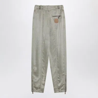 Burberry Trousers With B Shield Emblem In Lyocell Women In Gray