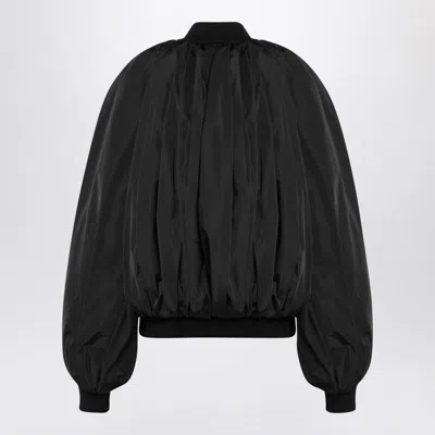 Balenciaga Black Bomber Draped Jacket With Elastic Rear Hem In Tech Fabric Woman
