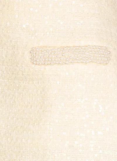 Self-portrait Cream Boucle Pearl Trim Mini Skirt In White