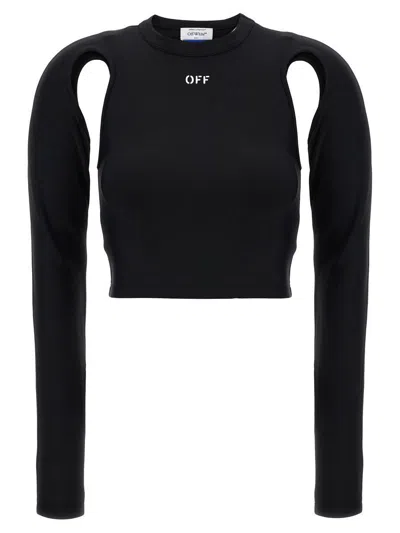 Off-white Cropped Top With Cut-out Shoulder Details