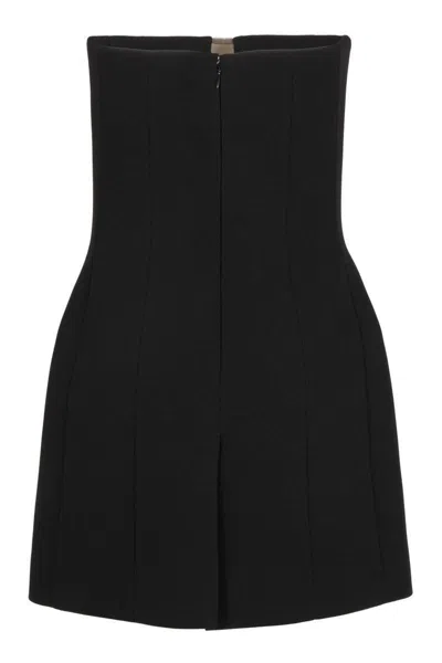 Ferragamo Pure Wool Mini Dress With Tulle Insert