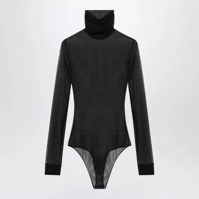 Maison Margiela Black Semi-transparent Turtleneck Body Women
