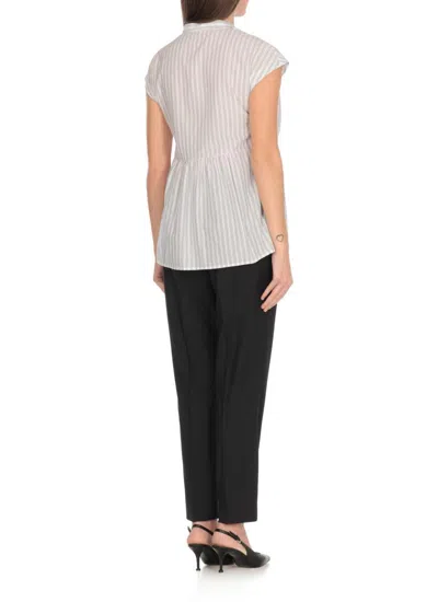 Peserico Striped Sleeveless Shirt In Multi