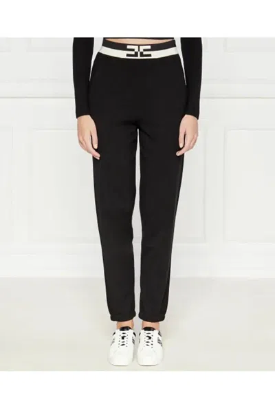 Elisabetta Franchi Knitted Tapered Trousers In Black