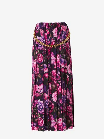 Balenciaga Pleated Floral Print Maxi Skirt