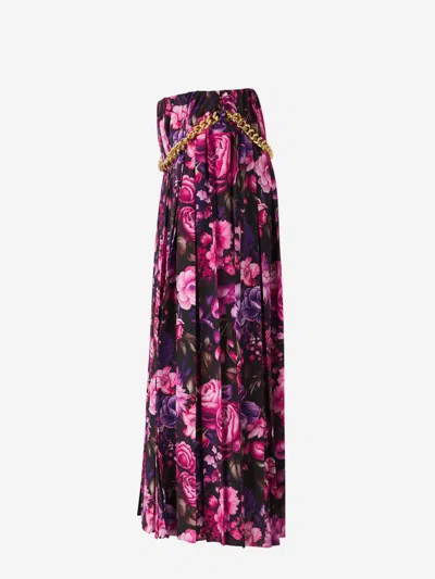 Balenciaga Pleated Floral Print Maxi Skirt