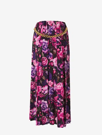 Balenciaga Pleated Floral Print Maxi Skirt