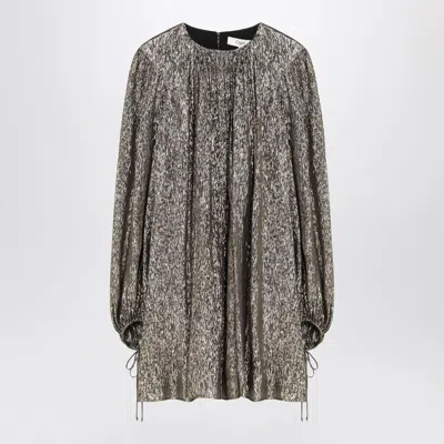 Chloé Balloon-sleeve Metallic Silk Mini Dress