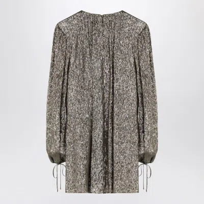 Chloé Balloon-sleeve Metallic Silk Mini Dress