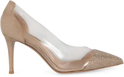 Gianvito Rossi Embellished Glitter Pointed Stiletto Transparent Pumps