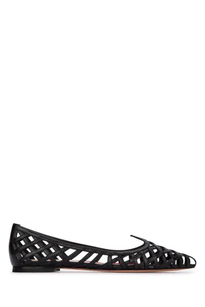 Roger Vivier Leather Point Toe Ballet Flats With Cut-out Details In Black