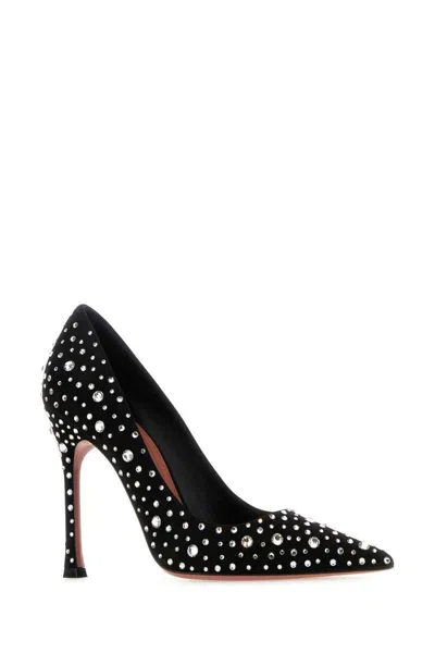 Amina Muaddi Elsa Crystal Suede Pumps In Blawhicry