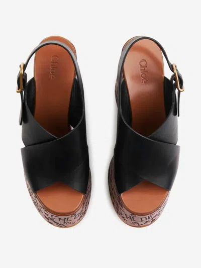 Chloé Maxime Leather Slingback Platform Wedge Sandals