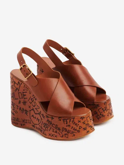 Chloé Maxime High Sandals Shoes In Brown