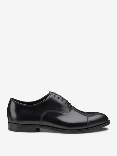 Doucal's High-shine Black Oxford Shoes With Lace-up Fastening In Black