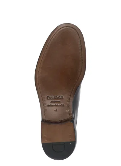 Doucal's Derby Lace-ups In Dark Brown Leather