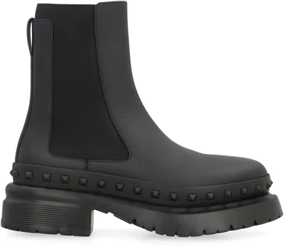 Valentino M-way Rockstud Ankle Boot In Calfskin Leather