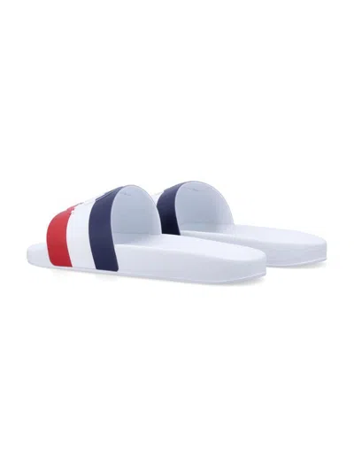 Moncler Basile Embossed Sliders In White