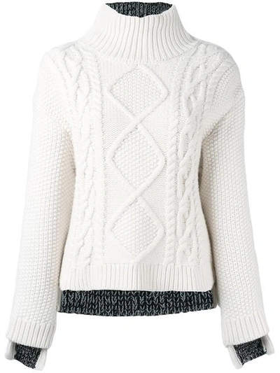 Rag & Bone 'ida' Button Seam Mixed Knit Turtleneck Sweater In Ivory