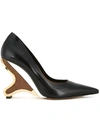 MARNI sculpted wedge pumps,CALFLEATHER100%