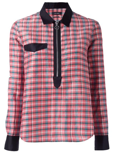 Isabel Marant Molan Contrast-collar Checked Shirt In Pink Multi