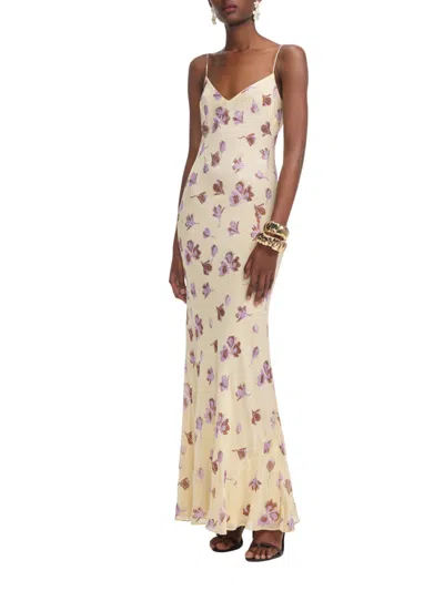 Self-portrait Floral Embellished Viscose Maxi Dress In Neutral