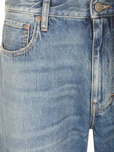 Valentino Stitched Belt Loops Straight Five-pocket Trousers In Blue