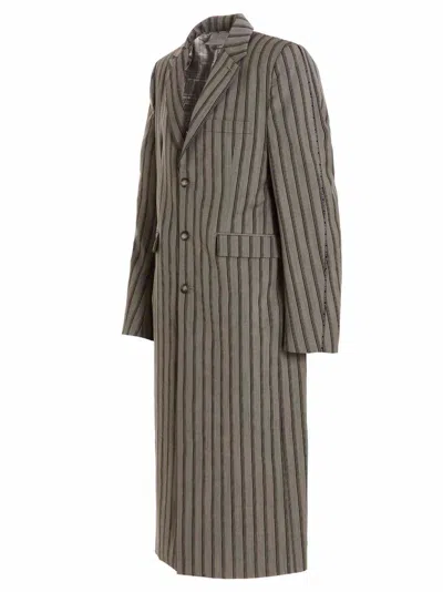 Vtmnts Striped Long Coat Chest Pocket