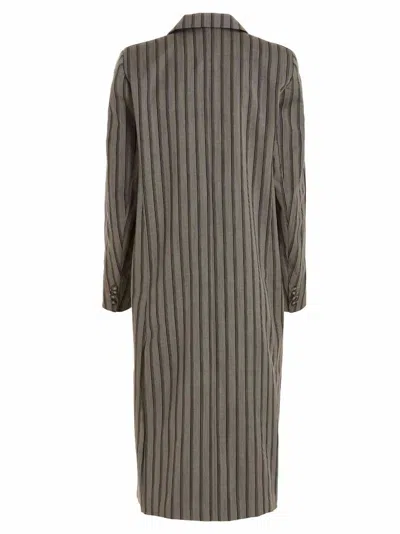 Vtmnts Striped Long Coat Chest Pocket