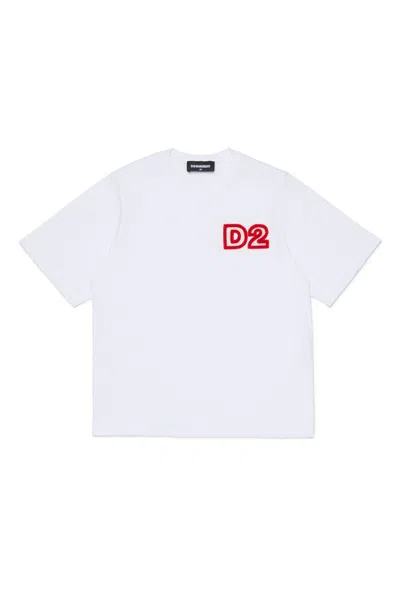 Dsquared2 T-shirt In Jersey Con Logo Beads In White