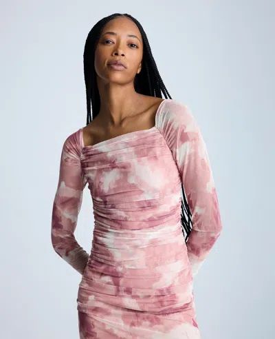 Kenneth Cole Rose Rouched Mini Dress In Pink