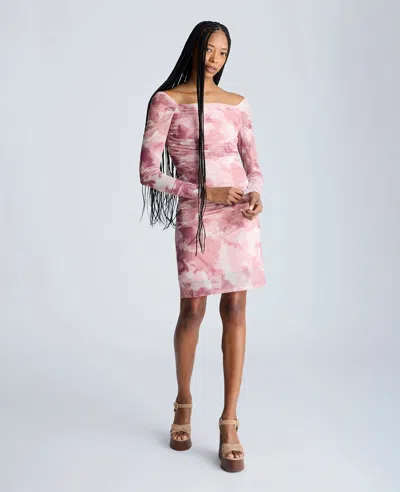 Kenneth Cole Rose Rouched Mini Dress In Pink
