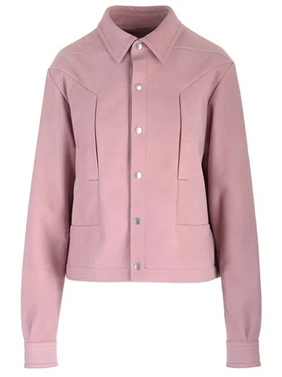 Rick Owens Alice Strobe Leather Shirt In Pink