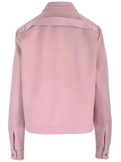 Rick Owens Alice Strobe Leather Shirt In Pink